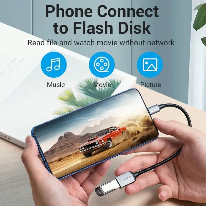 Перехідник USB 3.0 Type-C to USB AF (OTG) 0.15m Aluminum Alloy Vention (CCXHB) зображення 4