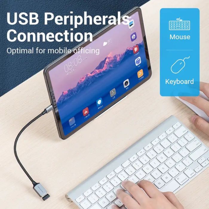 Перехідник USB 3.0 Type-C to USB AF (OTG) 0.15m Aluminum Alloy Vention (CCXHB) зображення 5