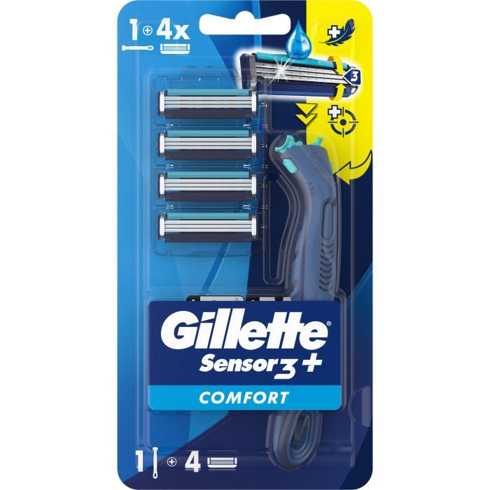 Бритва Gillette Sensor 3+ с 4 сменными картриджами (8700216639484)