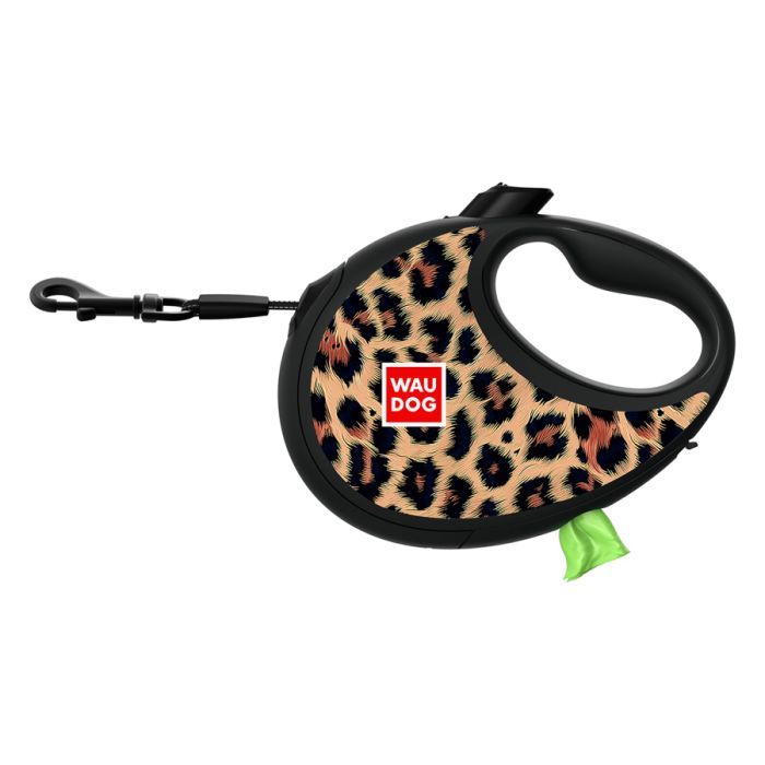 Поводок для собак WAUDOG R-leash с контейнером для пакетов "Леопард", светоотражающая лента, S (255-4066) изображение 2