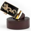 Ремень Vintage Мужской золотой дракон Коричневый (20259) изображение 5