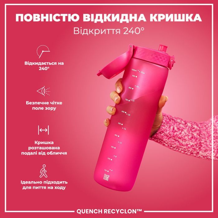 Пляшка для води ION8 OneTouch 1000 мл BPA Free, Rose Quartz (I8RF1000ROS) зображення 3