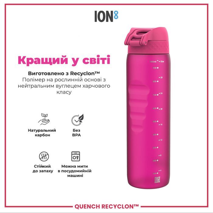 Пляшка для води ION8 OneTouch 1000 мл BPA Free, Rose Quartz (I8RF1000ROS) зображення 6
