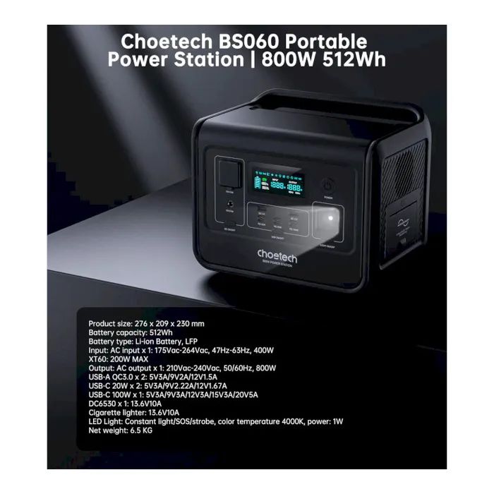 Зарядная станция Choetech BS060-EU-GY, 800W (BS060-EU-GY) изображение 4