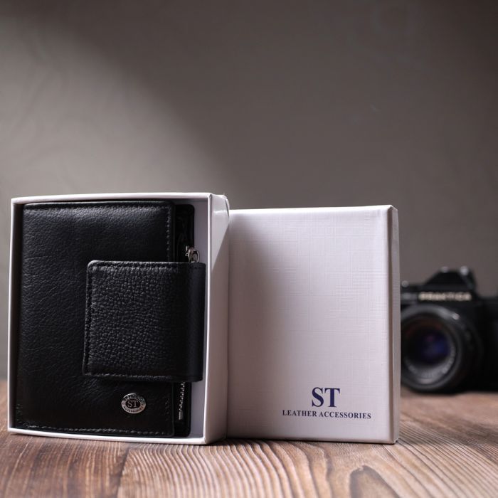 Гаманець ST Leather З натуральної шкіри Чорний (22703) зображення 11