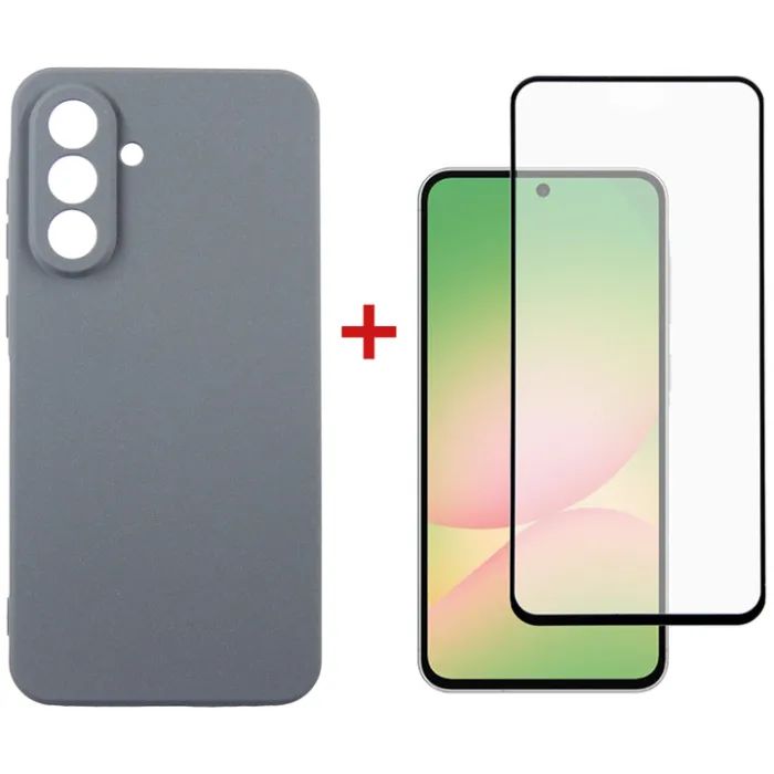 Чехол для мобильного телефона Dengos Kit Samsung Galaxy A56 Carbon + glass (Grey) (DG-KM-138)