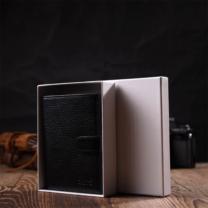 Портмоне Bond Accessories З натуральної зернистої шкіри Чорне (22055) зображення 12