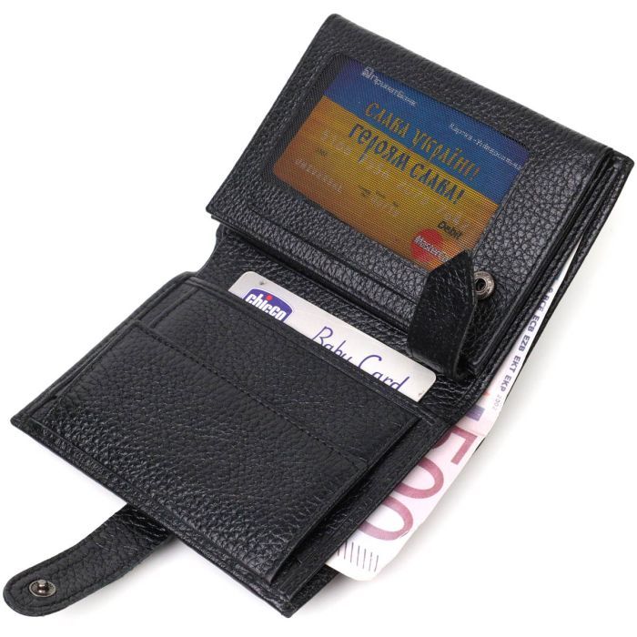 Портмоне Bond Accessories З натуральної зернистої шкіри Чорне (22055) зображення 6