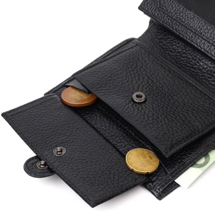 Портмоне Bond Accessories З натуральної зернистої шкіри Чорне (22055) зображення 9