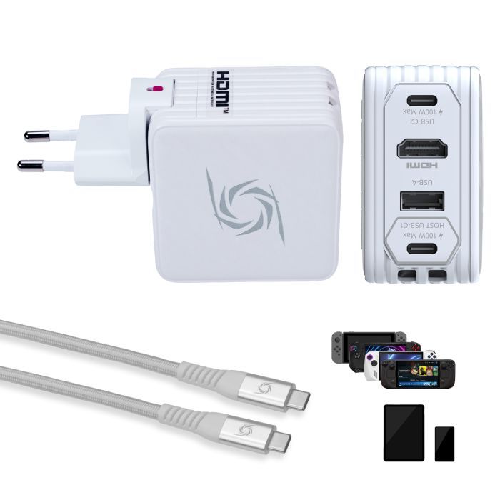 Зарядное устройство AVerMedia GC313 CORE GO 100W 2хUSB-С 1хUSB-A 1xHDMI white (40AAGC313AWP)