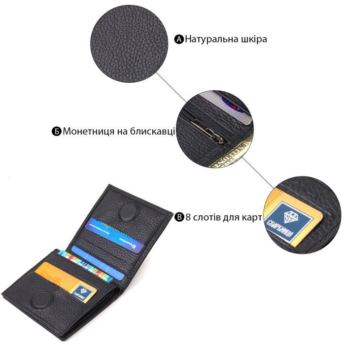 Портмоне Canpellini З натуральної шкіри Чорне (21742) зображення 4