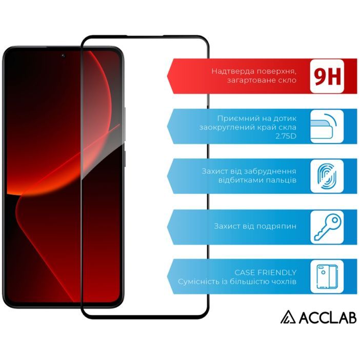 Стекло защитное ACCLAB Full Glue Xiaomi 13T Pro Black (1283126582585) изображение 3