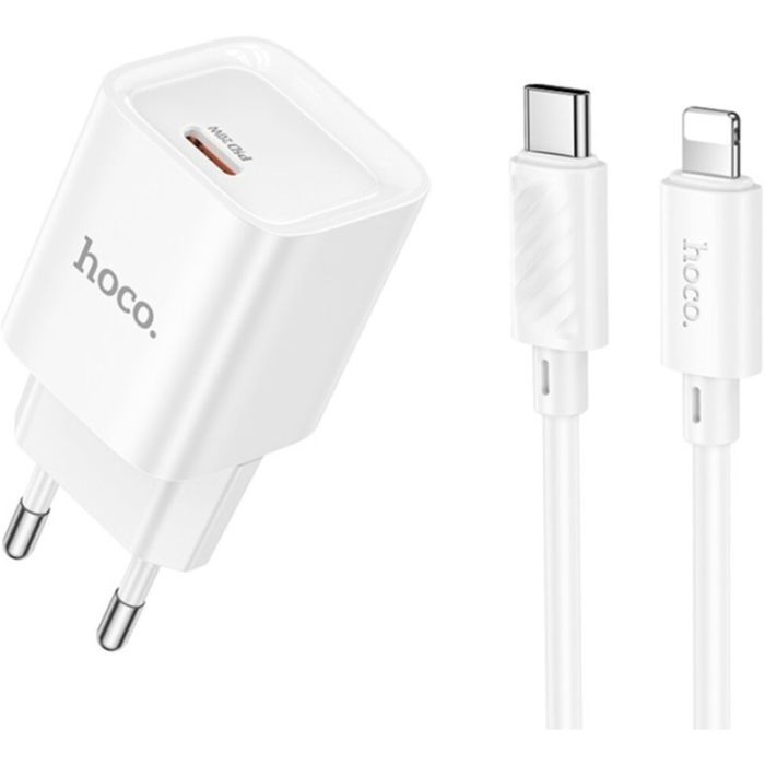 Зарядний пристрій HOCO C146A Charm USB-C PD20W + cable USB-C to Lightning White (6942007630252)