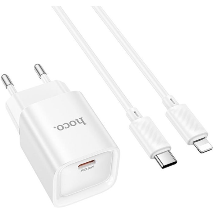 Зарядний пристрій HOCO C146A Charm USB-C PD20W + cable USB-C to Lightning White (6942007630252) зображення 2