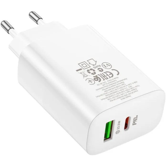 Зарядний пристрій BOROFONE BN10 Sunlight 1xUSB-C PD65W + 1xUSB-A White (6974443388190) зображення 6