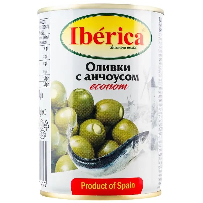 Овощная консервация Iberica Оливки фаршированные анчоусом 280 г (8436024298413)
