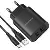Зарядний пристрій BOROFONE BN2 2xUSB + cable USB to USB-C 10.5W Black (BN2TB) зображення 2