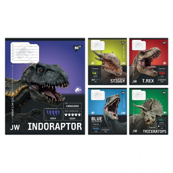 Зошит Yes JURASSIC WORLD Strength and Power А5 96 аркушів клітинка (767676)