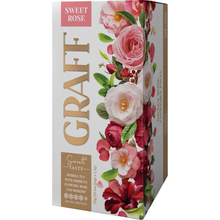 Чай Graff Sweet Rose из цветов гибискуса, розы и шиповника 20x1.5 г (4820279612300)