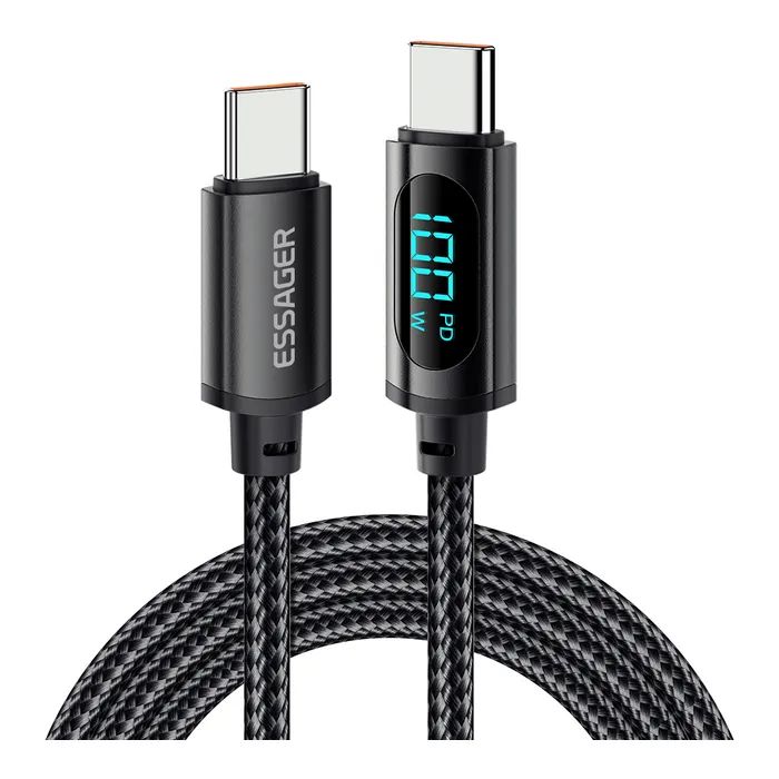 Дата кабель USB-C to USB-C 2.0m 100W LED black Essager (EXCTT1-XYA01-P)