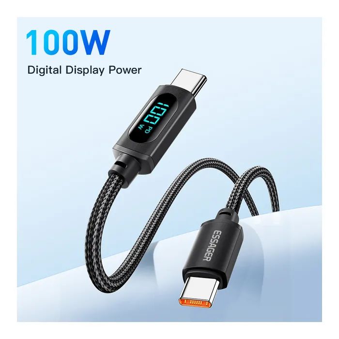 Дата кабель USB-C to USB-C 2.0m 100W LED black Essager (EXCTT1-XYA01-P) зображення 2