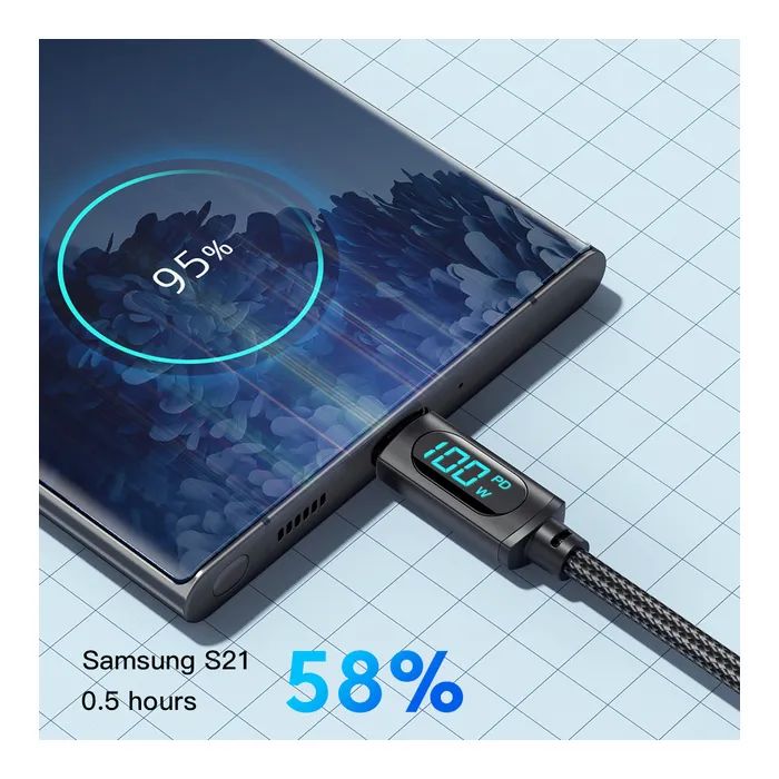 Дата кабель USB-C to USB-C 2.0m 100W LED black Essager (EXCTT1-XYA01-P) зображення 3