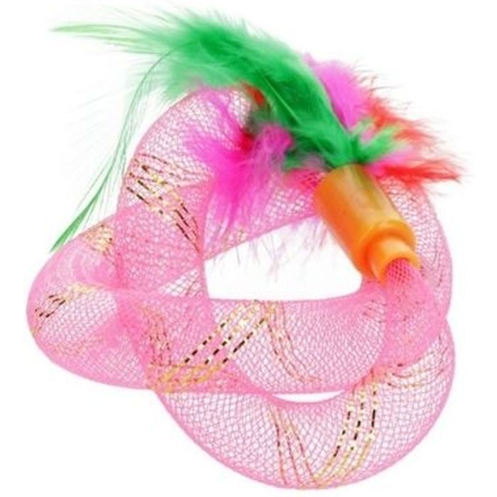Іграшка для котів Hippie Pet З пір'ям рожева 19 см (HIPCT22022RO)