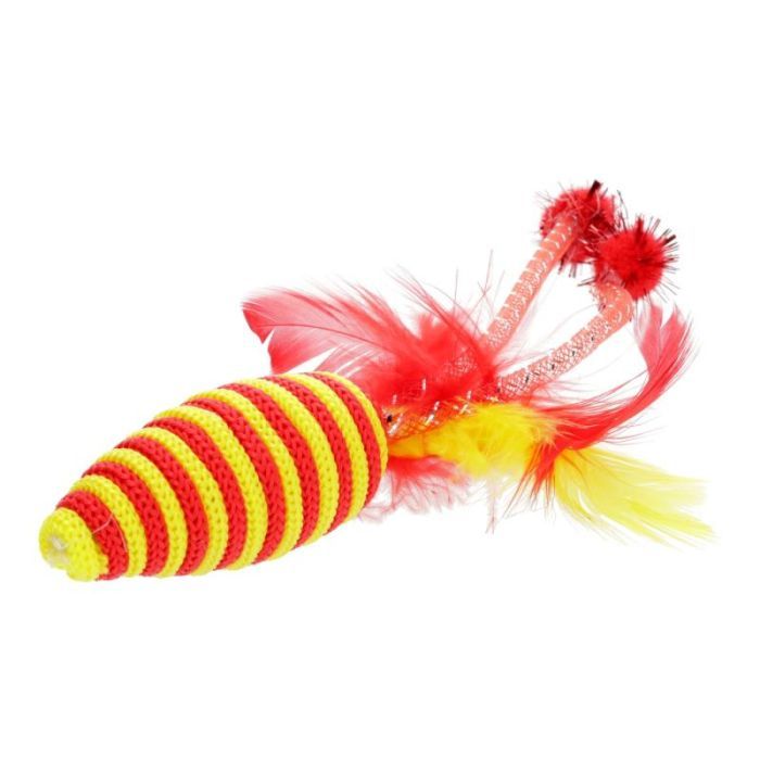 Іграшка для котів Hippie Pet Мишка з пір'ям помаранчева 16.5 см (HIPCT2304024O)