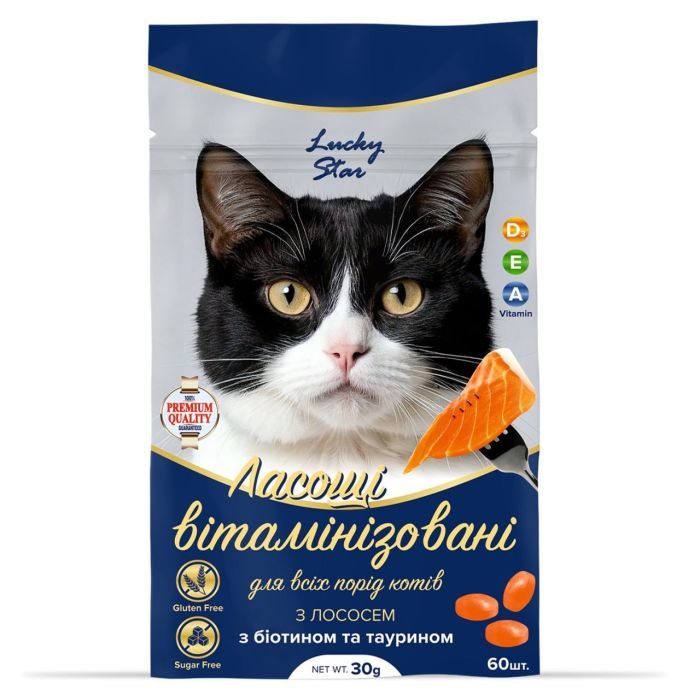 Лакомство для котов Lucky Star Витаминизированный с лососем 30 г (4820275972187)