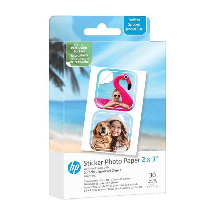 Фотобумага HP Zink 2x3" CutOut Sticker 30sh (60 stickers) glossy (HPIZ2X330C)