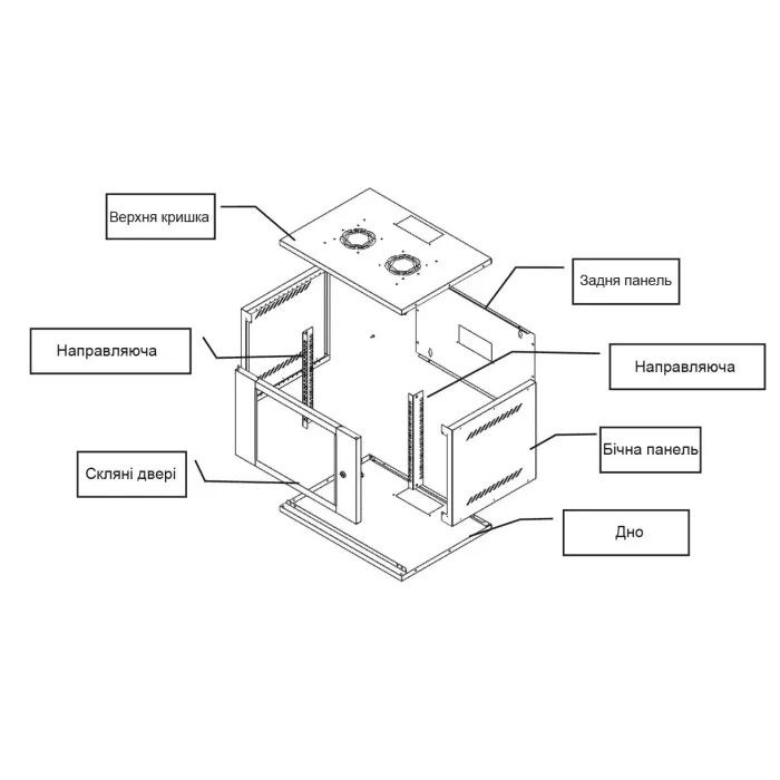 Шкаф настенный Hypernet 12U 19" 542x400 разборная Security Box (SB-40-12U-FLAT) изображение 5