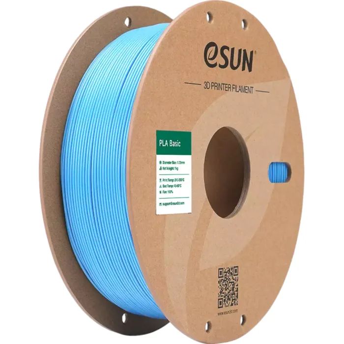 Пластик для 3D-принтера eSUN PLA BASIC 1,75mm LIGHT BLUE 1kg (PLA-BASIC175Q-U1P1)