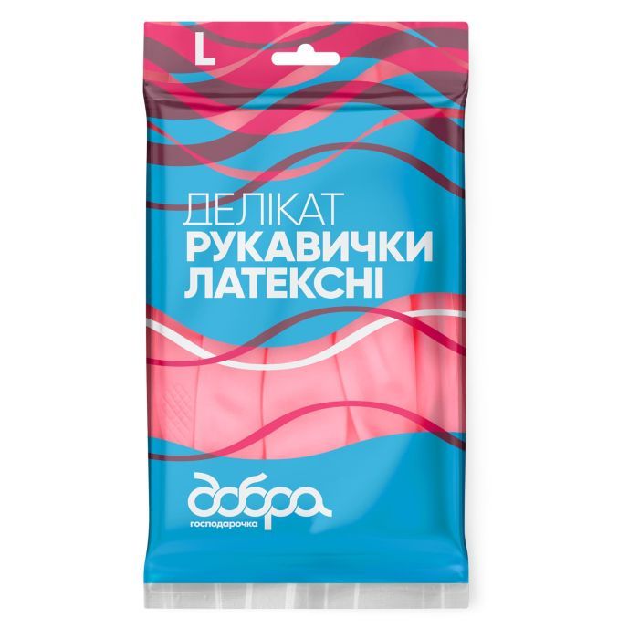 Перчатки хозяйственные Добра Господарочка Латексные Деликат Размер M (4820086523684)