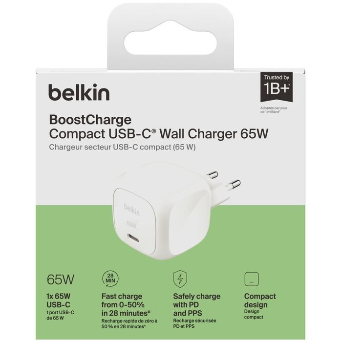 Зарядное устройство Belkin USB-C PD65W GaN PPS white (WCA011KQWH) изображение 4