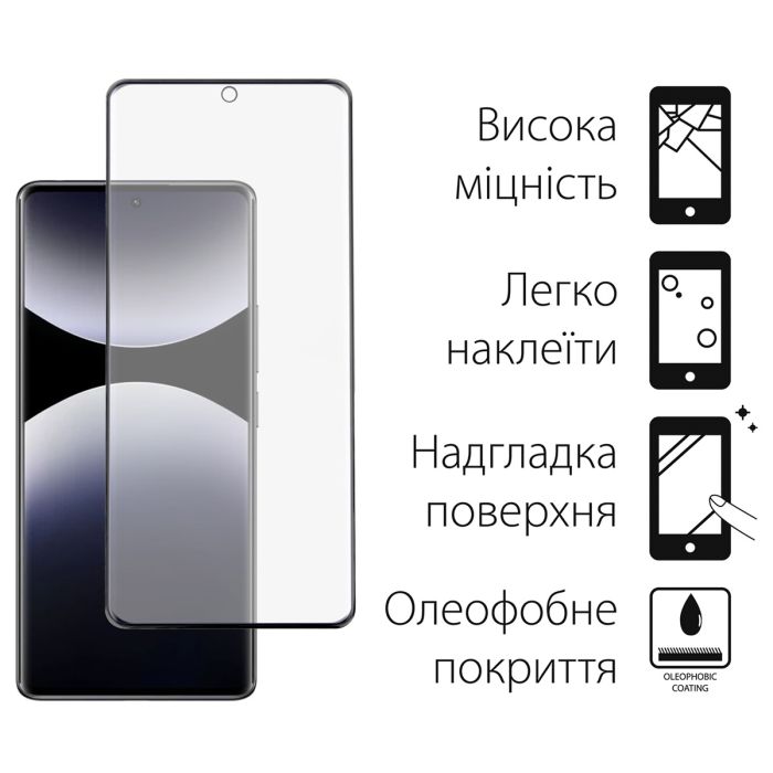 Скло захисне Dengos Xiaomi Redmi Note 14 Pro 5G + camera protection Black (DG-TGSCP-12) зображення 2