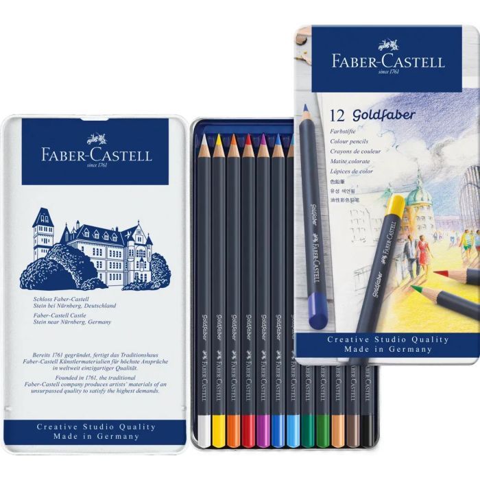 Карандаши цветные Faber-Castell GoldFaber металевий пенал 12 кольорів (114712) (27641) изображение 3
