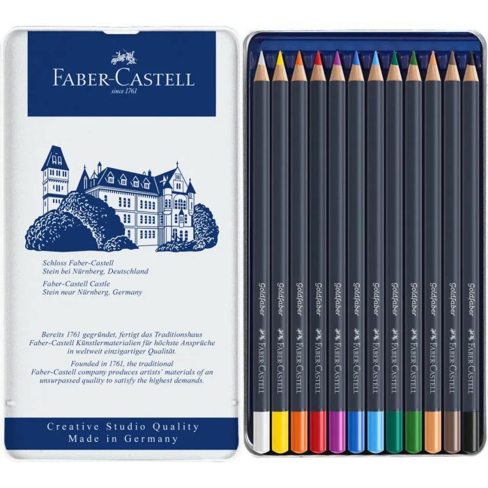 Карандаши цветные Faber-Castell GoldFaber металевий пенал 12 кольорів (114712) (27641) изображение 4