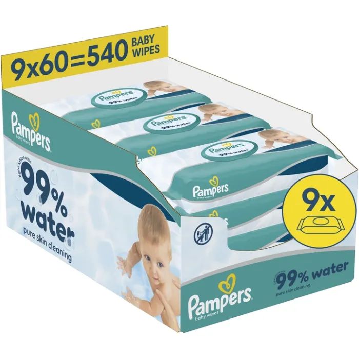 Детские влажные салфетки Pampers 99 Water 60 шт х 18 пачок (1080 шт) (8006530116374)