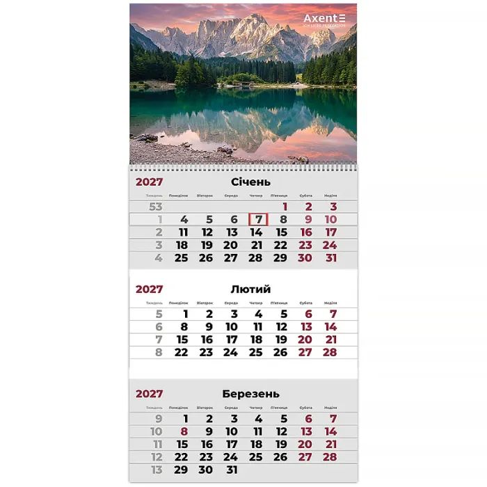 Календарь Axent настенный квартальный 2027 г.,1 пр. Mountains 3 (8801-27-6-A)