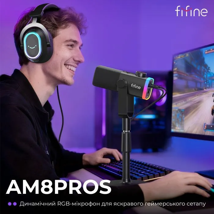 Мікрофон Fifine AM8PROS XLR/USB Black (AM8PROS) зображення 6