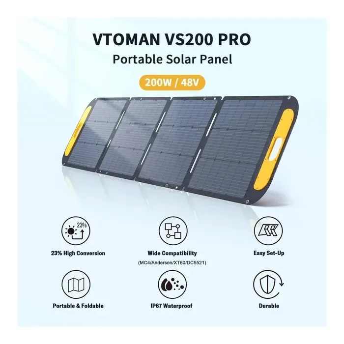 Портативна сонячна панель Vtoman 200W 48V (VS200 Pro) зображення 2