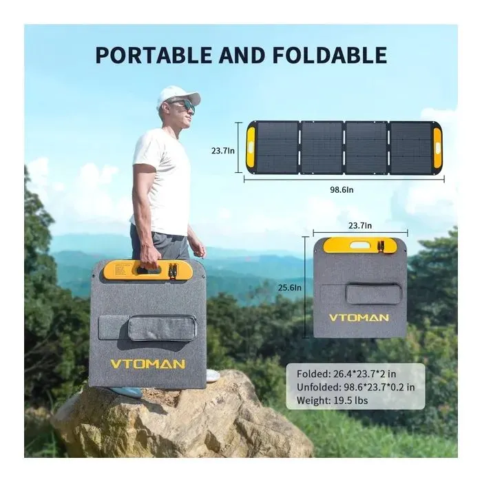 Портативна сонячна панель Vtoman 200W 48V (VS200 Pro) зображення 3