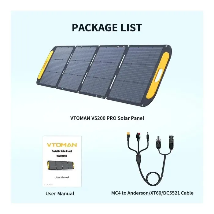 Портативна сонячна панель Vtoman 200W 48V (VS200 Pro) зображення 9