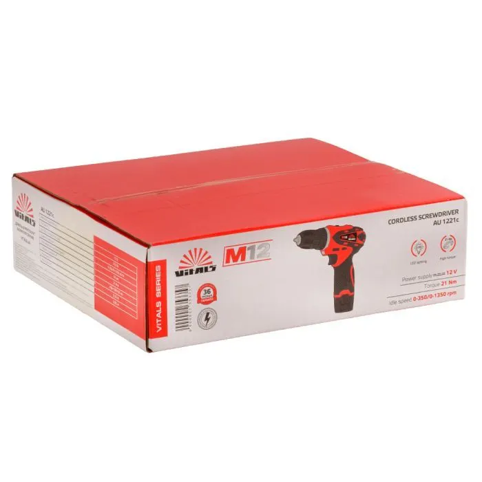 Шуруповерт Vitals AU 1221c, 12V, 21Нм, 350·1350об/хв, (без АКБ та ЗП) (235335) зображення 13
