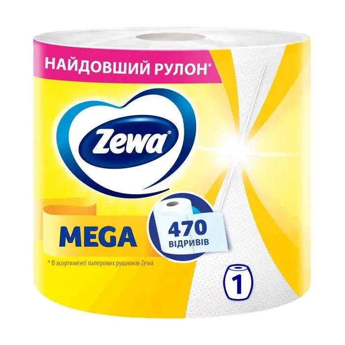 Бумажные полотенца Zewa Mega Roll 2 слоя 470 отрывов 1 рулон (7322542483046)