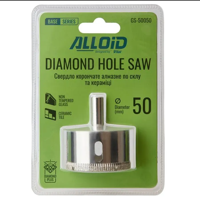 Сверло Alloid Base, корончате, алмазне, по склу та кераміці, 50мм (GS-50050) изображение 3