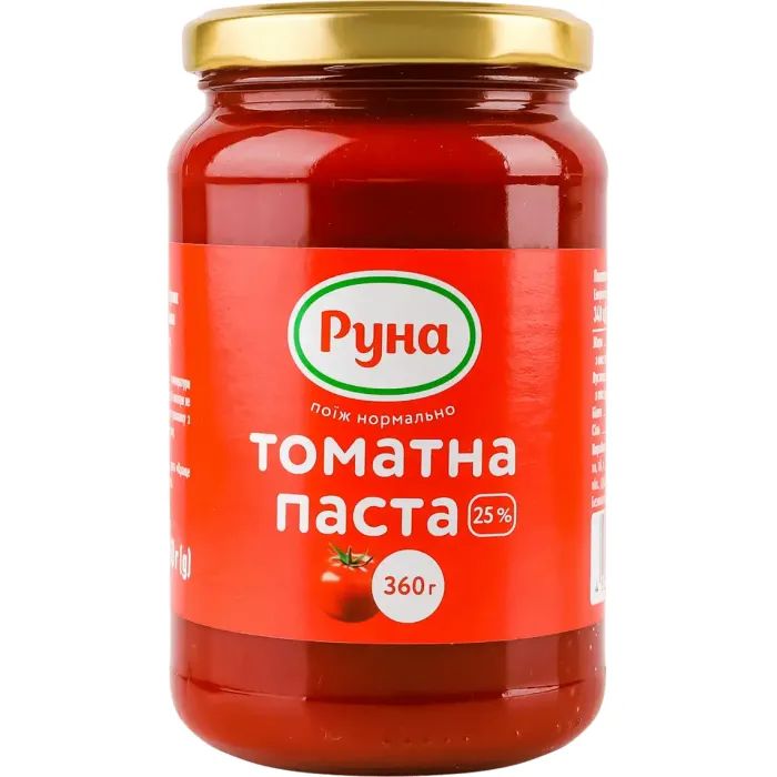Соус Руна Томатна паста з вмістом сухих речовин 25% 490 г (4820015943200)