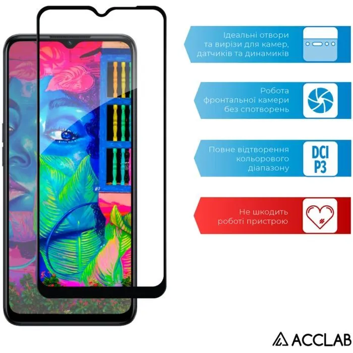 Скло захисне ACCLAB Full Glue Oppo A77 Black (1283126546303) зображення 5