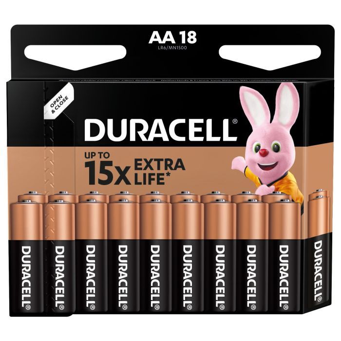 Батарейка Duracell AA лужні 18 шт. в упаковці (5000394107519 / 5006192) изображение 2