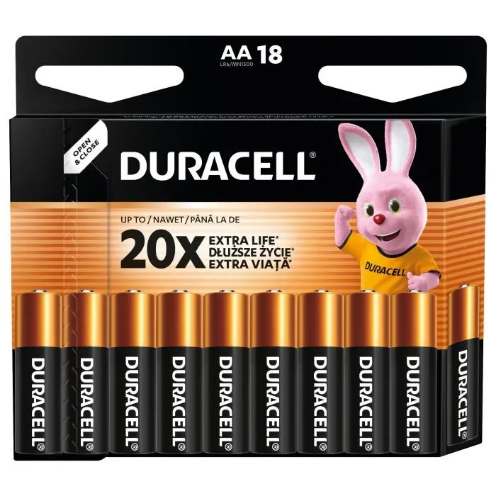 Батарейка Duracell AA лужні 18 шт. в упаковці (5000394107519 / 5006192) изображение 2
